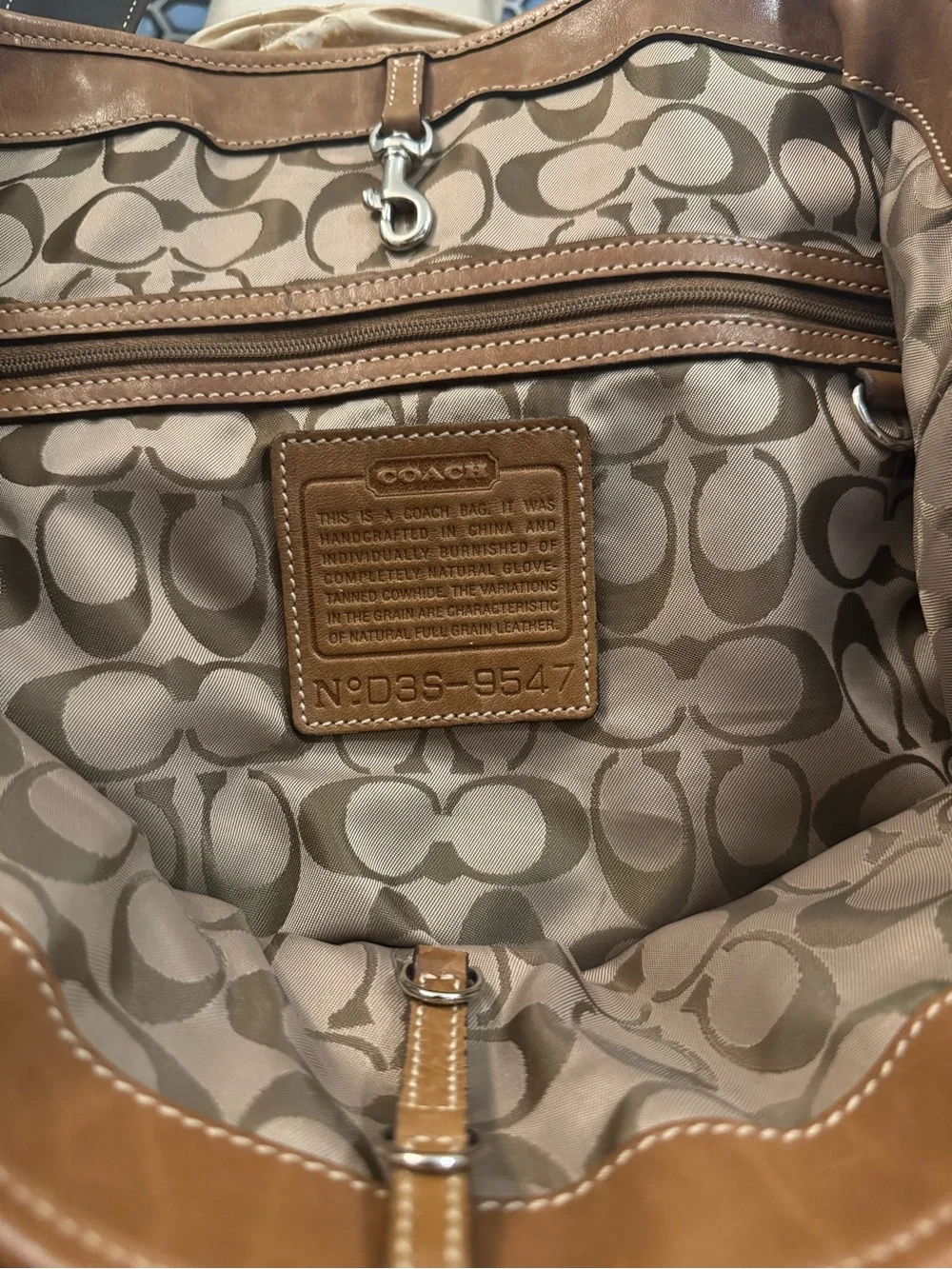Coach 9547 Vintage Large Tan Leather Handbag Shoulder Saddle Hobo Bag carry all